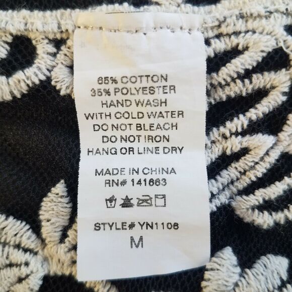 Dulcie Black Ivory Embroidered Mesh Top Sz M | Sheer Lace Boho Blouse - Picture 7 of 7